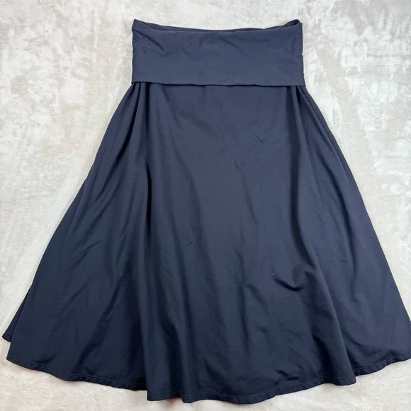 Patagonia Black Midi Skirt A-Line Foldover Waist Athletic Size M Athleisure - Picture 1 of 8